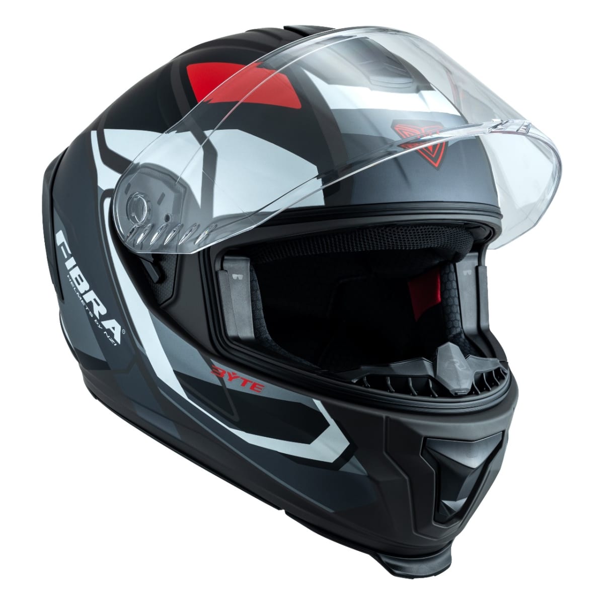 CASCO INTEGRAL FIBRA BYTE STREAM PLIEGER NEGRO Y ROJO MATE3