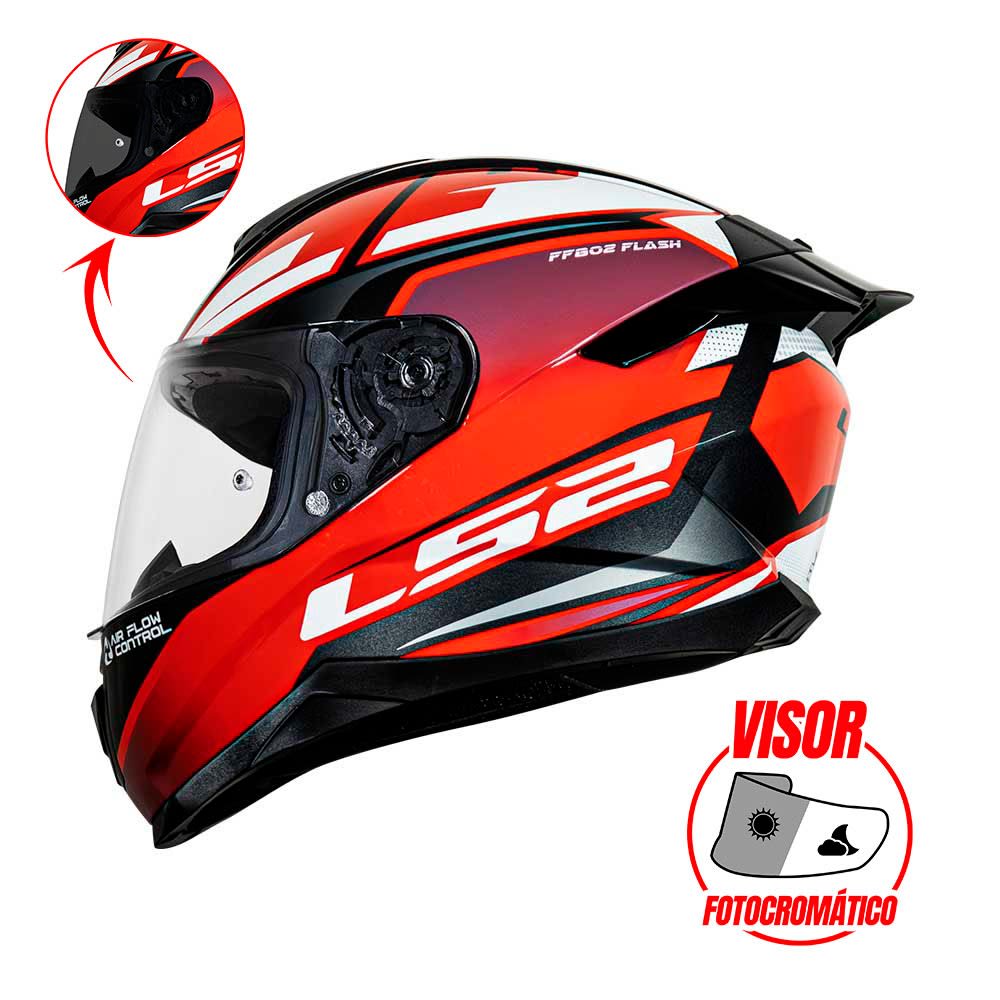CASCO INTEGRAL LS2 FF802 IMPACT ROJO/BLANCO - VISOR FOTOCROMATICO1