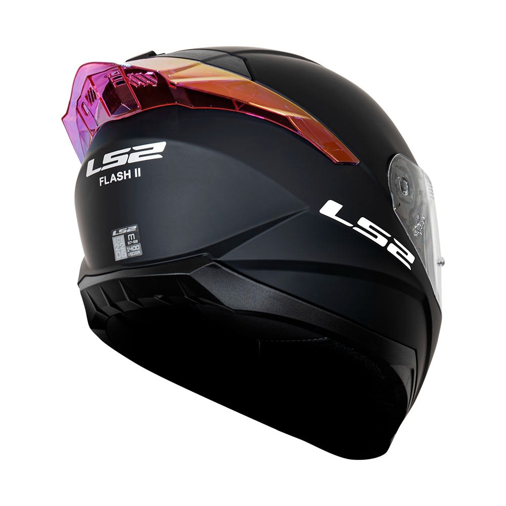 CASCO INTEGRAL LS2 FF802 SOLID NEGRO MATE SPOILER ROSADO VISOR FOTOCROMATICO2