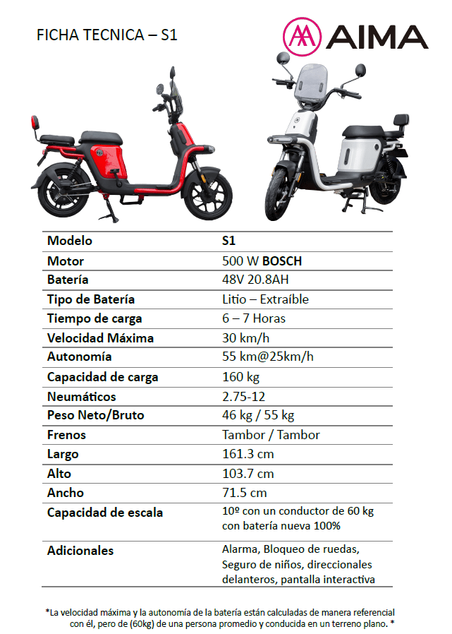 BICIMOTO ELECTRICA AIMA S116