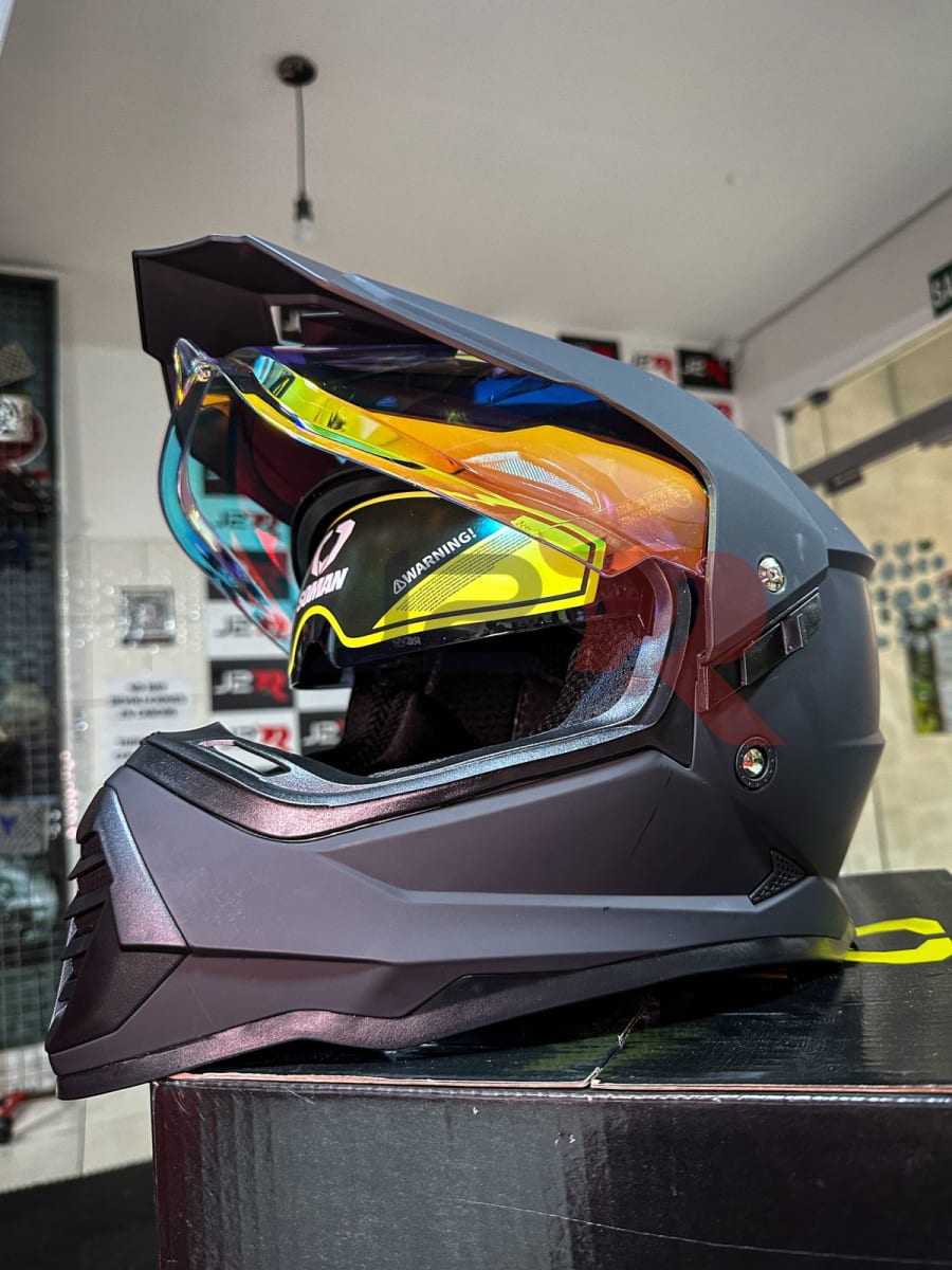 CASCO DOBLE PROPOSITO SOMAN NEGRO MATE V/ DORADO3