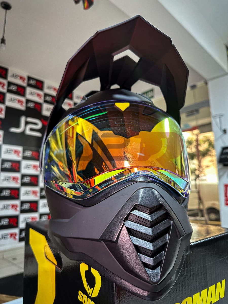 CASCO DOBLE PROPOSITO SOMAN NEGRO MATE V/ DORADO2