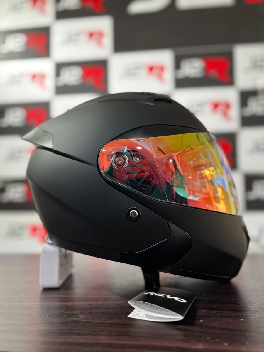 CASCO ABATIBLE REVO R5 NEGRO MATE VISOR ROJO D/N1