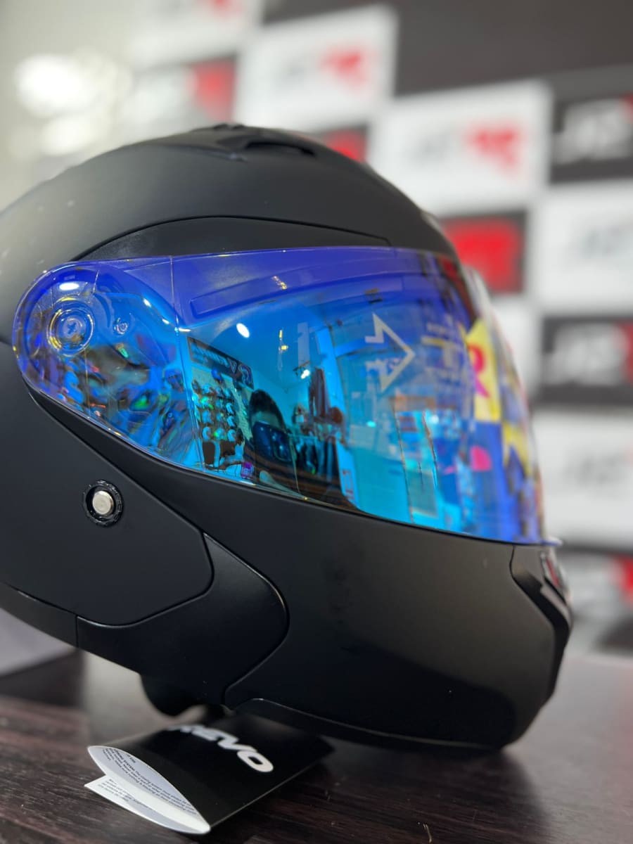 CASCO ABATIBLE REVO R5 NEGRO MATE VISOR AZUL D/N2
