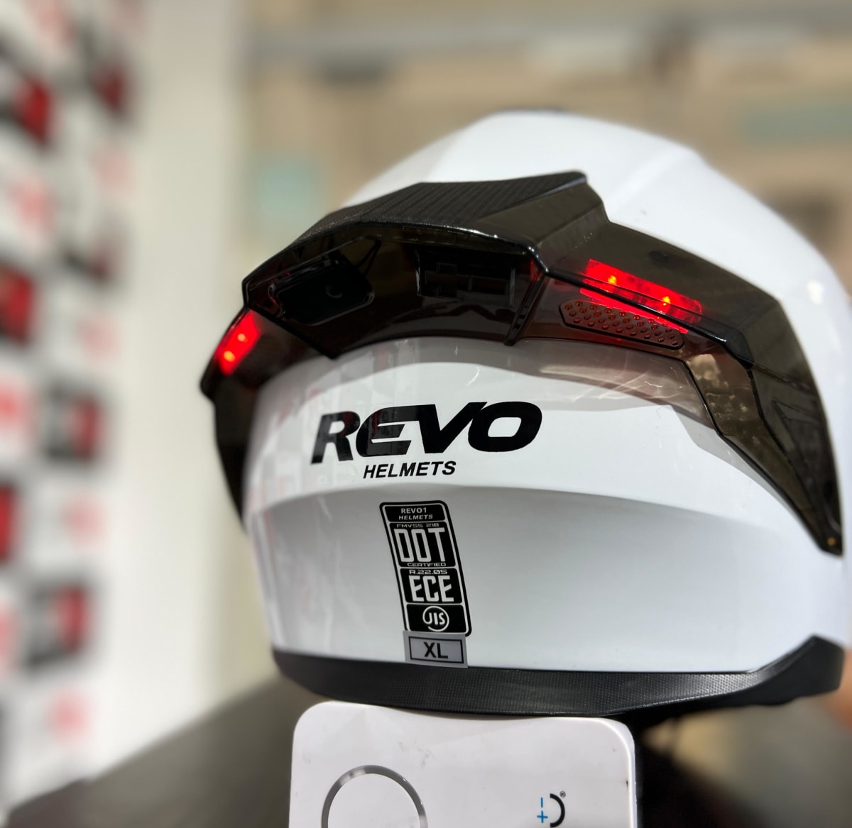 CASCO ABATIBLE REVO BLANCO VISOR AZUL C/LUZ LED5