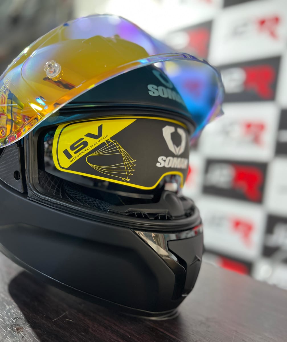 CASCO INTEGRAL SOMAN RAPTOR NEGRO MATE SAFIRO ROJO3