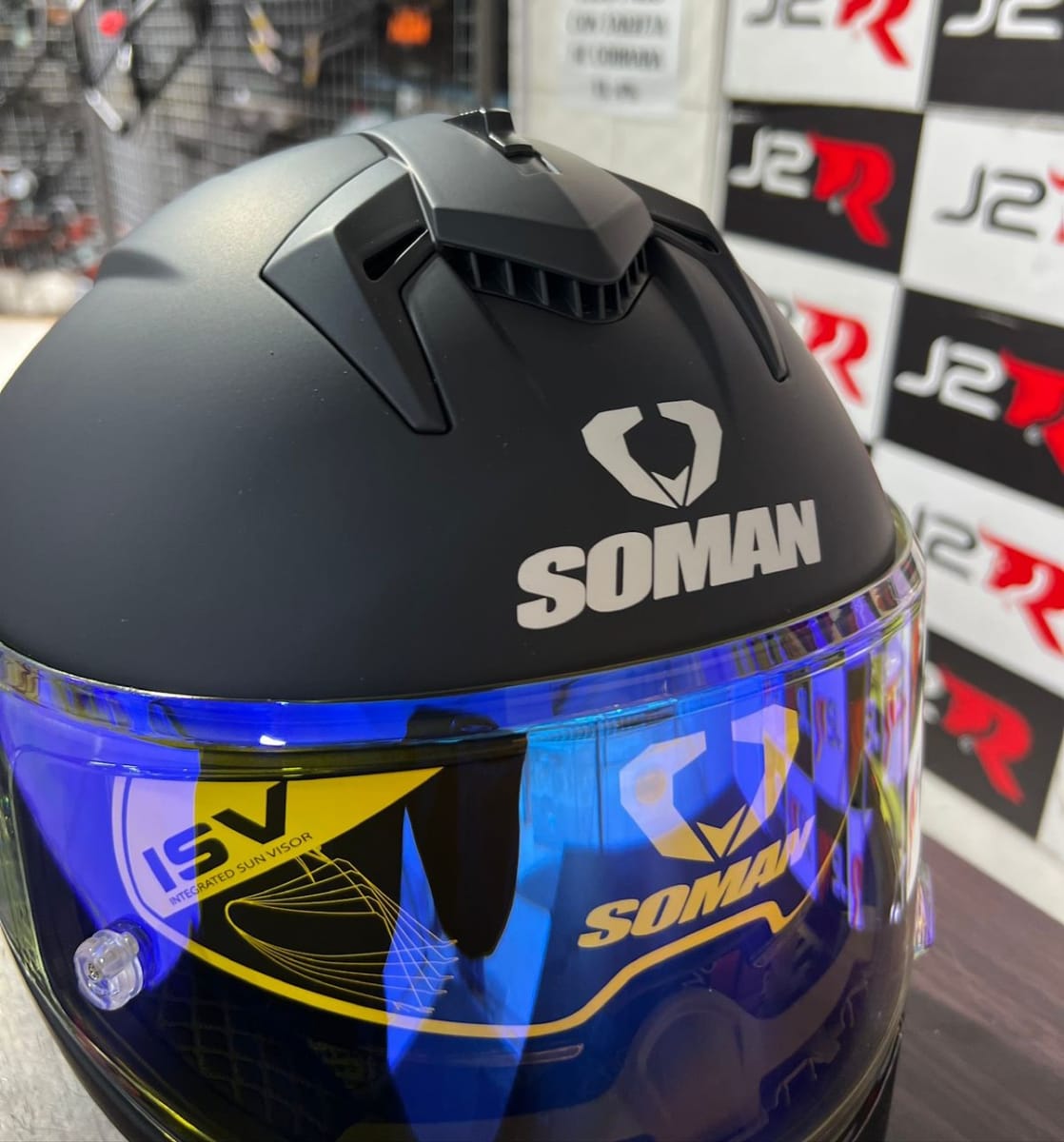CASCO INTEGRAL SOMAN RAPTOR NEGRO MATE SAFIRO AZUL2