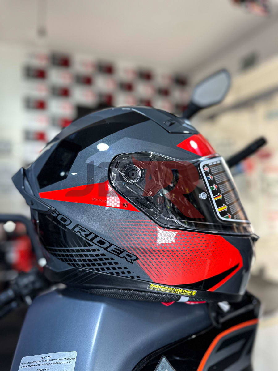 CASCO INTEGRAL NZI GO RIDER STREAM QUADRI ANTRANCITE / RED / BLACK2
