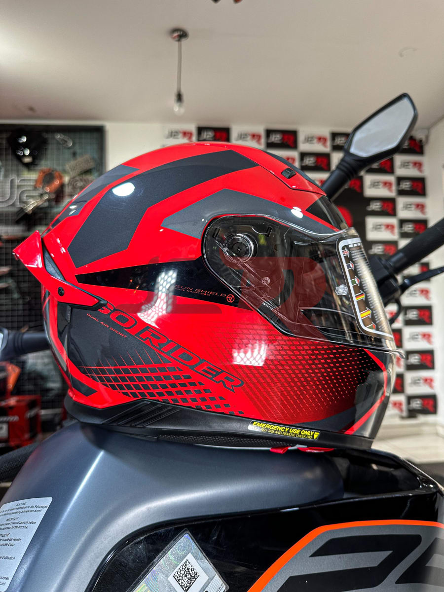 CASCO INTEGRAL NZI GO RIDER STREAM QUADRI RED / BLACK / ANTRACITE2