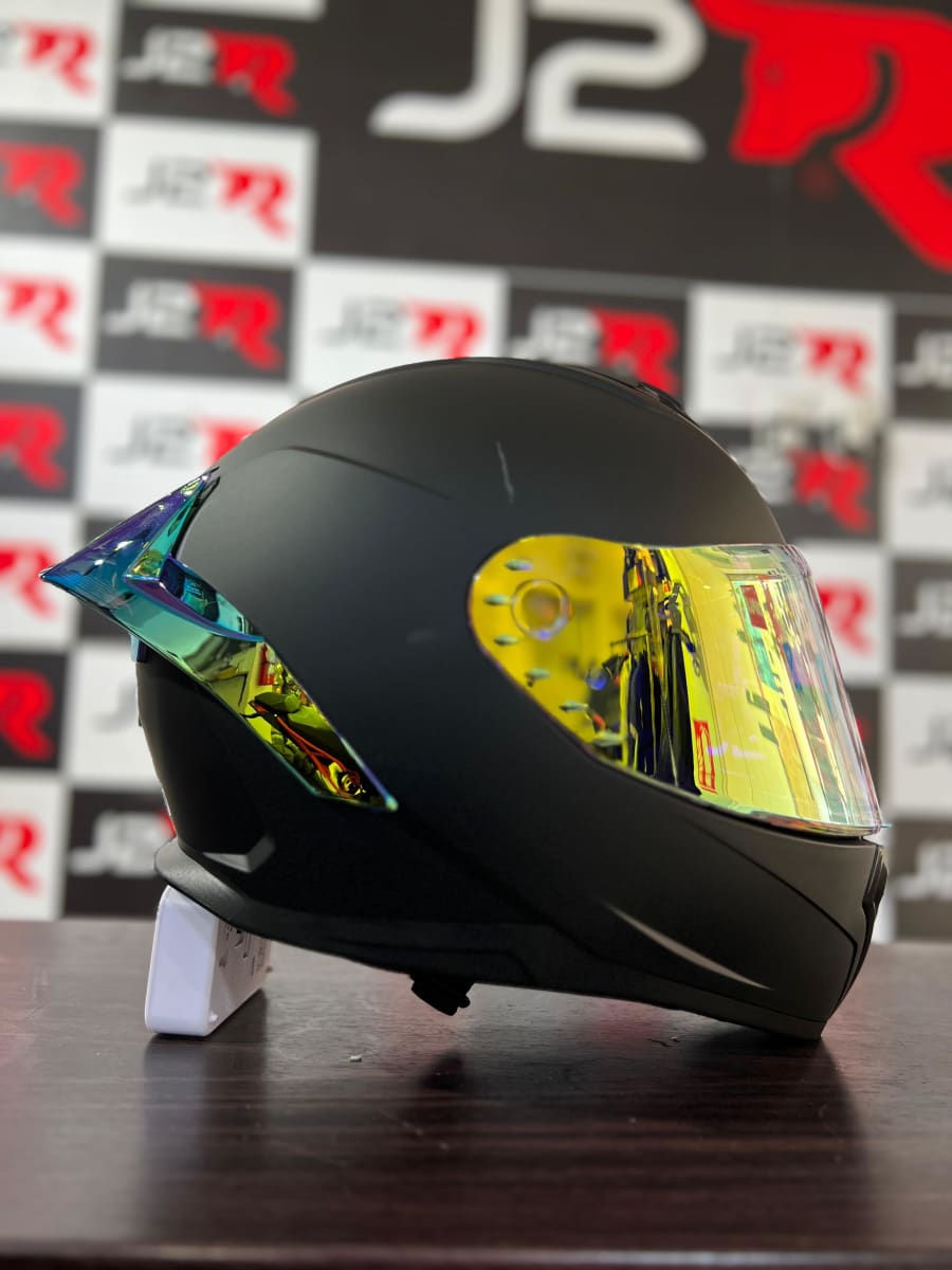 CASCO INTEGRAL REVO THUNDER NEGRO MATE SAFIRO DORADO1
