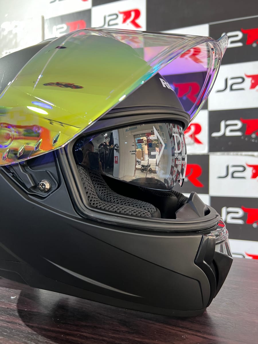 CASCO INTEGRAL REVO THUNDER NEGRO MATE SAFIRO DORADO2