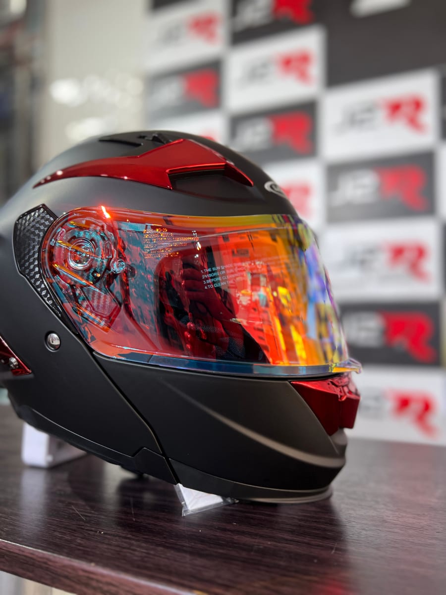 CASCO ABATIBLE LOGAN K3 NEGRO MATE SAFIRO ROJO2