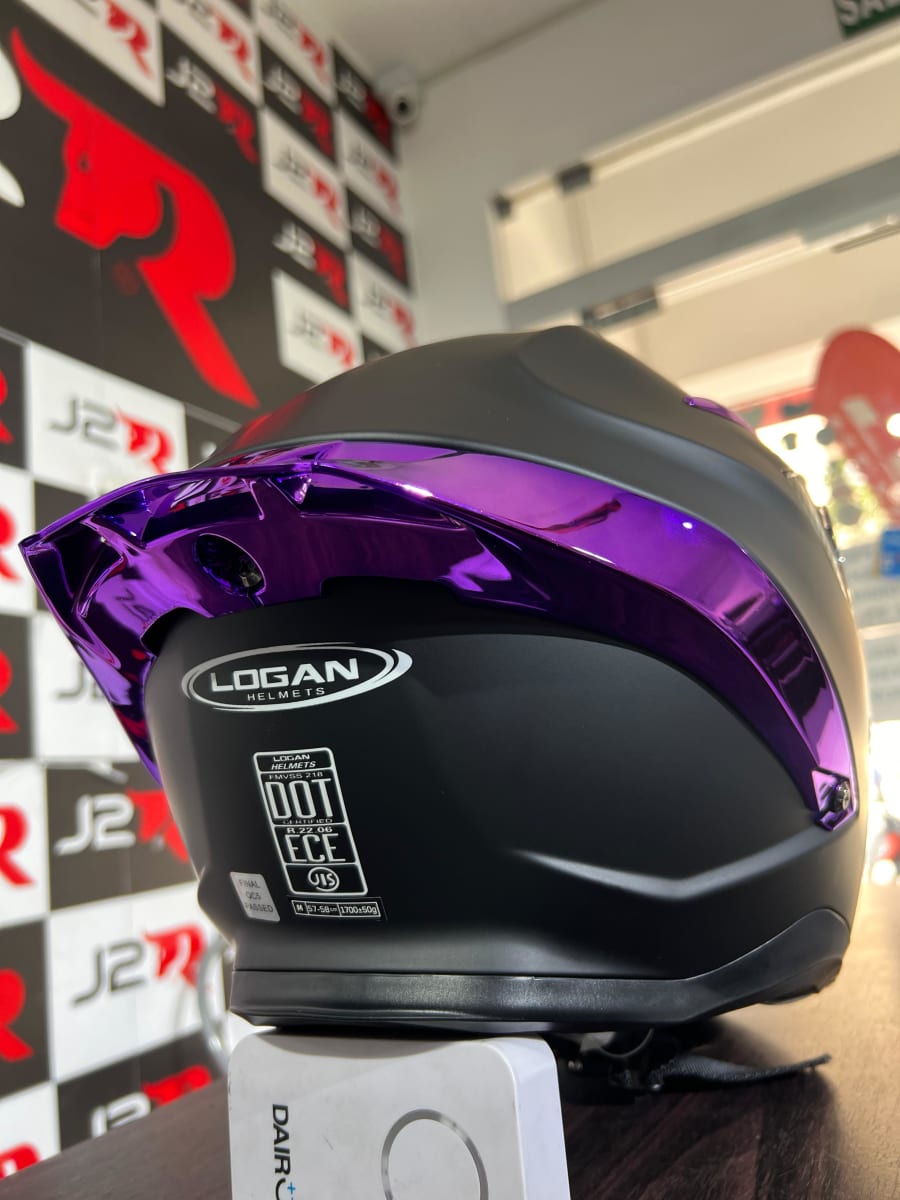 CASCO ABATIBLE LOGAN K3 NEGRO MATE SAFIRO LILA6
