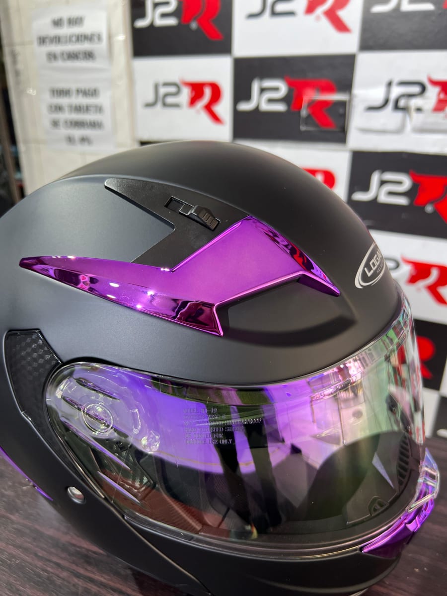 CASCO ABATIBLE LOGAN K3 NEGRO MATE SAFIRO LILA5