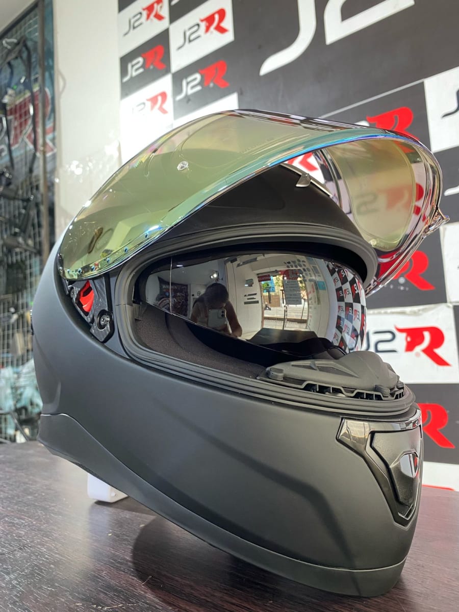 CASCO INTEGRAL AXOR APEX NEGRO MATE SAFIRO DORADO3