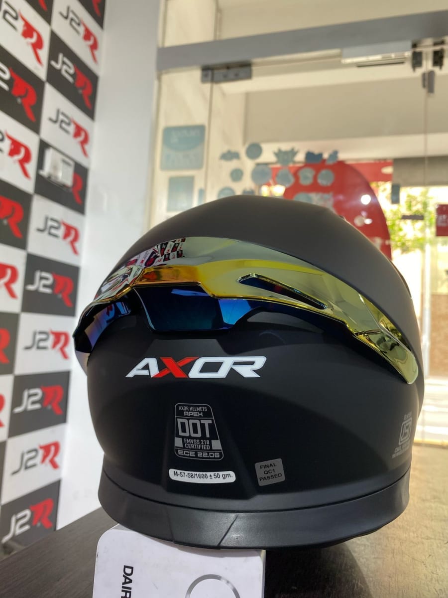 CASCO INTEGRAL AXOR APEX NEGRO MATE SAFIRO DORADO2