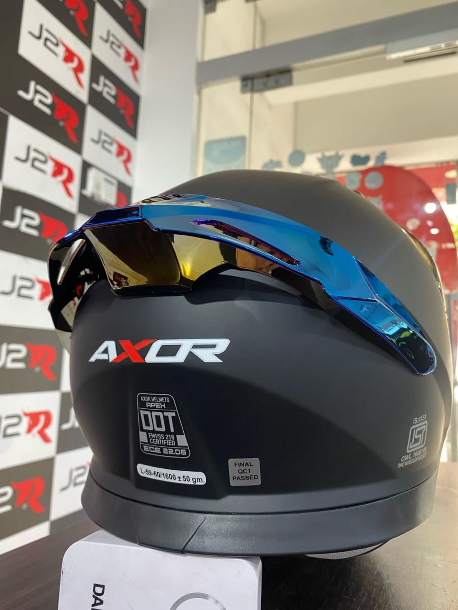 CASCO INTEGRAL AXOR APEX NEGRO MATE SAFIRO AZUL4