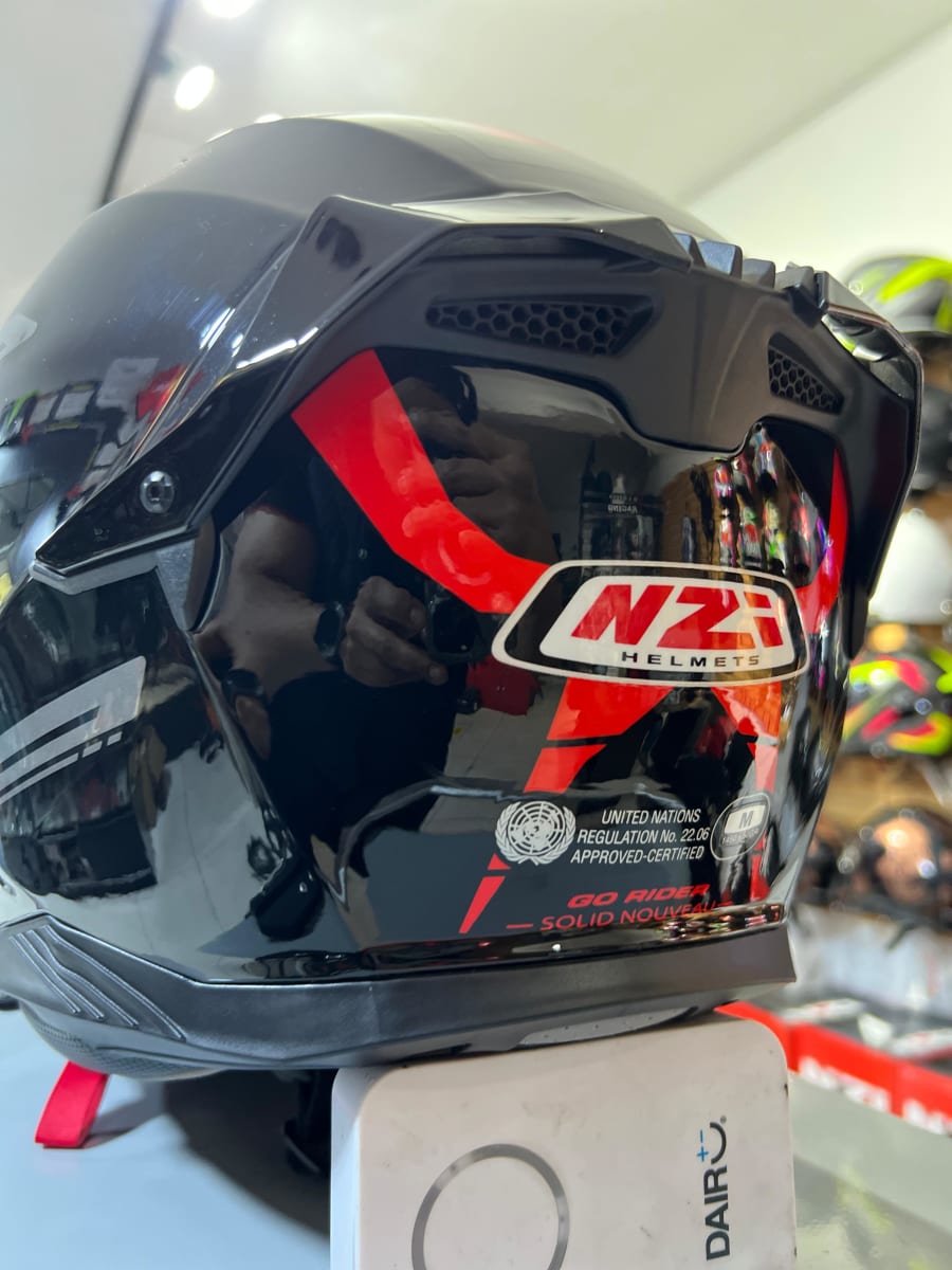 CASCO INTEGRAL NZI GO RIDER STREAM SOLID NOUVEAU BLACK RED4