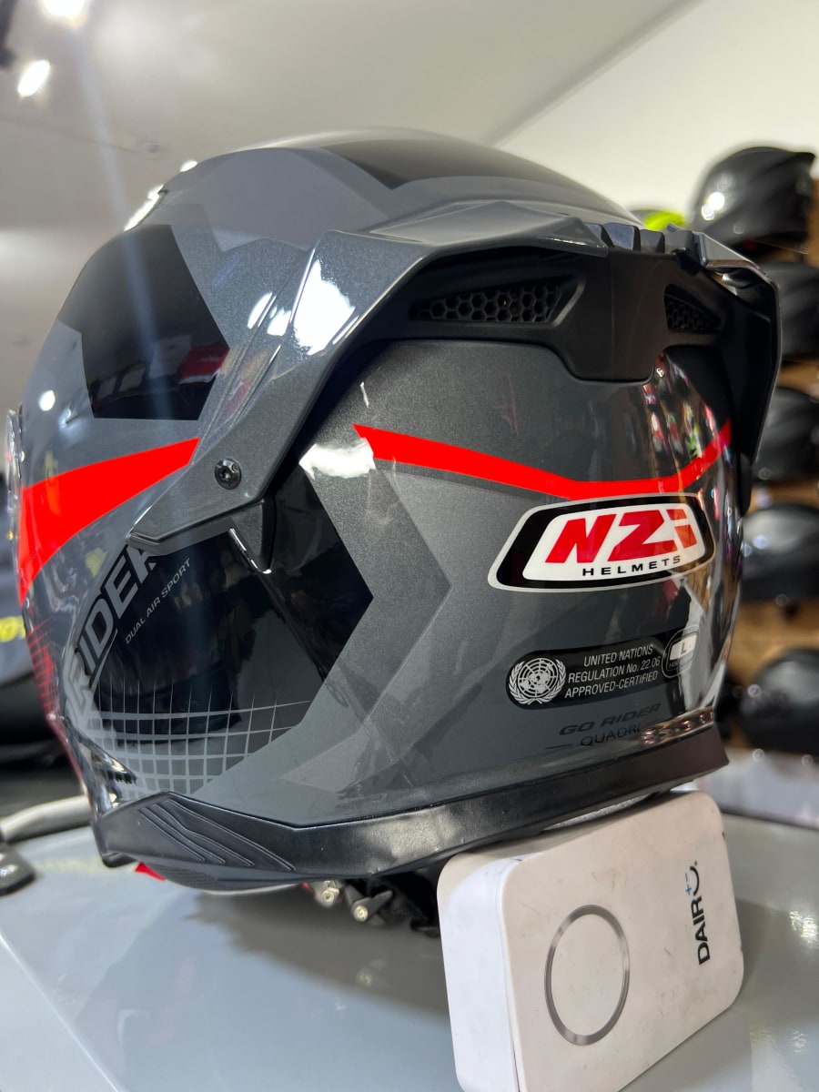 CASCO INTEGRAL NZI GO RIDER STREAM QUADRI ANTRANCITE / RED / BLACK4