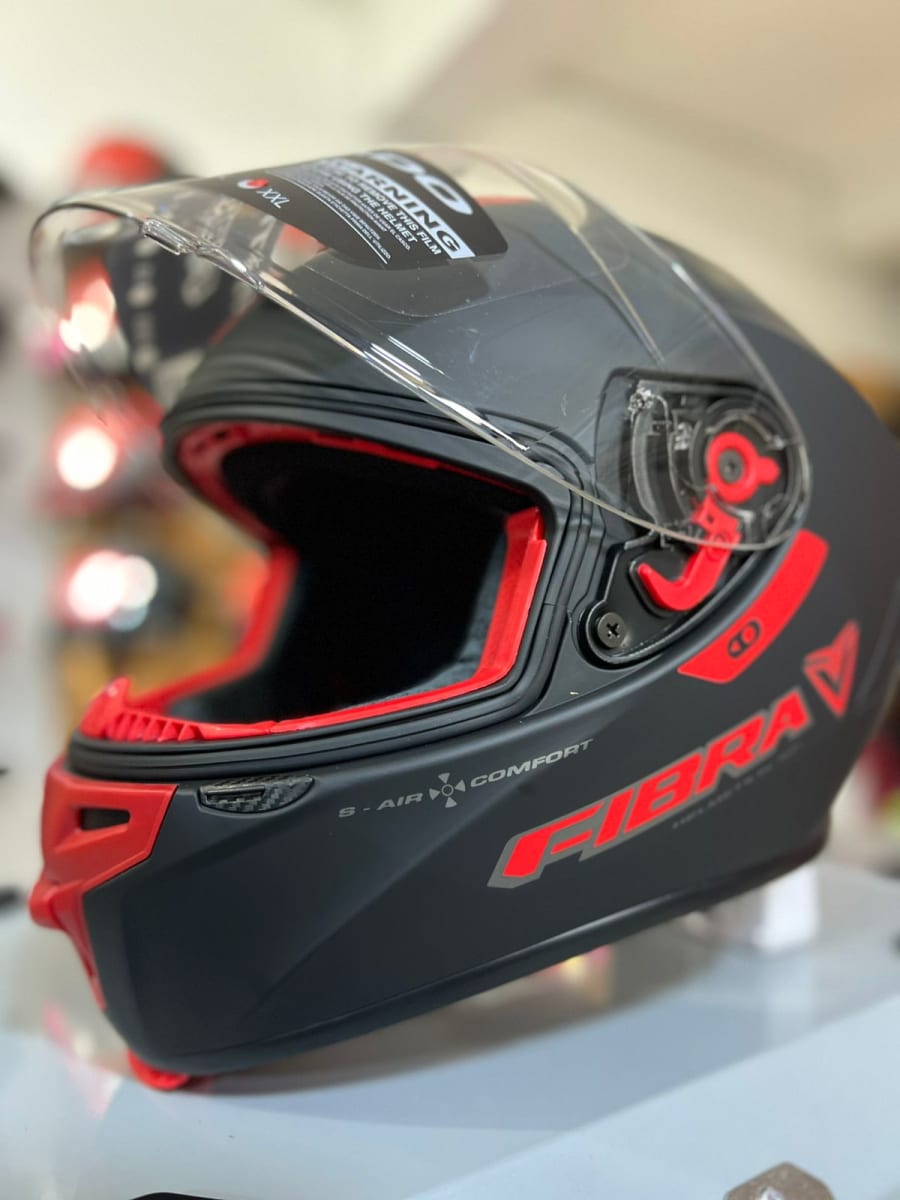 CASCO INTEGRAL FIBRA CHROMA ROJO ROJO NEGRO MATE3