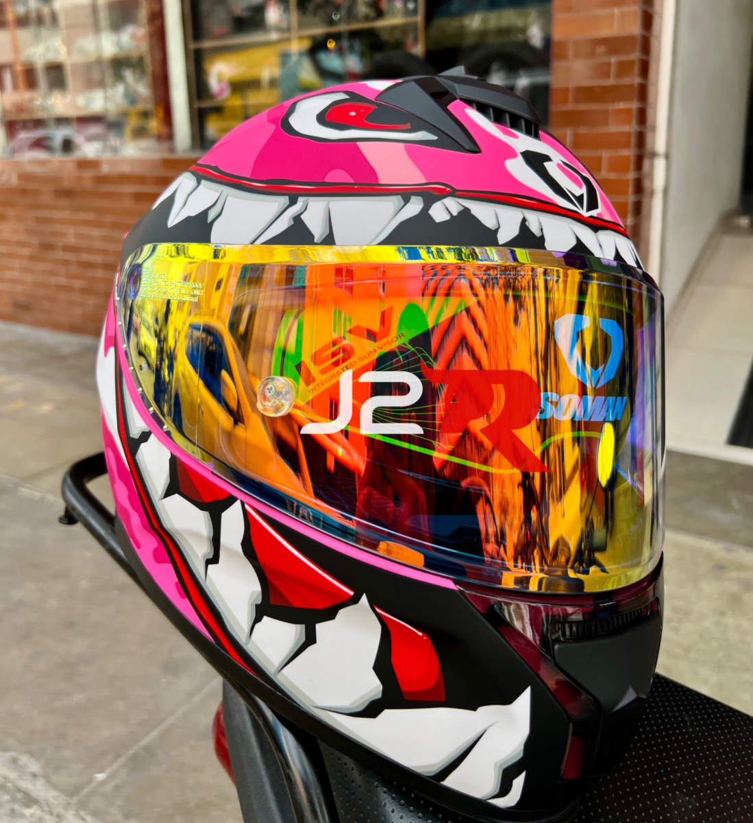 CASCO INTEGRAL SOMAN RAPTOR MILITAR ROSADO V/REVO3