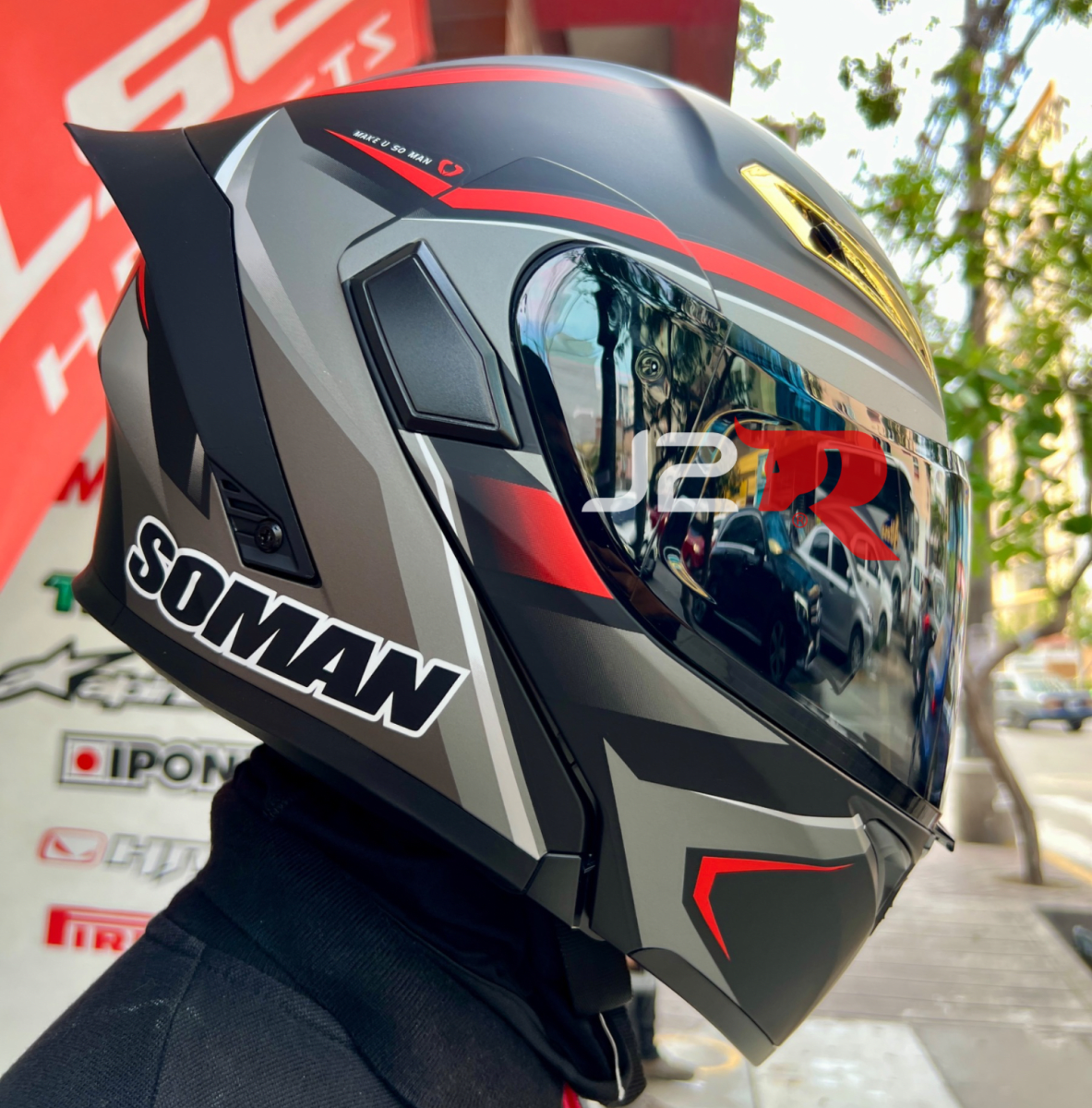 CASCO ABATIBLE SOMAN ARCOIRIS ROJO / GRIS6