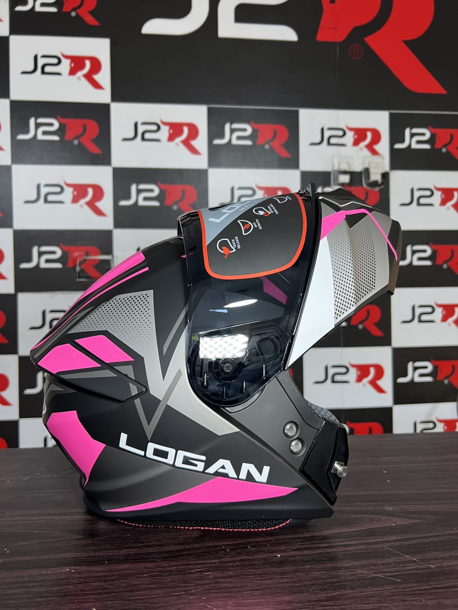 CASCO ABATIBLE LOGAN K10 ROSADO / GRIS2