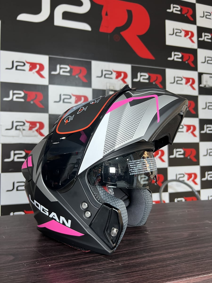 CASCO ABATIBLE LOGAN K10 ROSADO / GRIS3