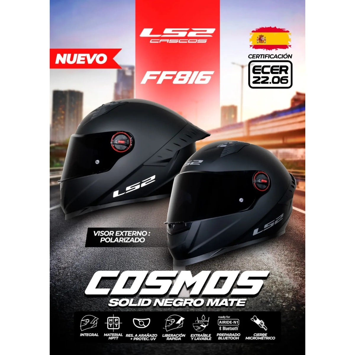 CASCO INTEGRAL LS2 FF816 NEGRO MATE4