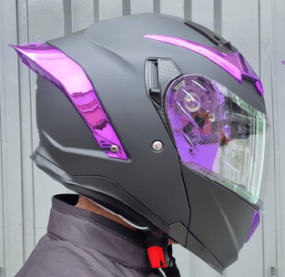 CASCO ABATIBLE LOGAN K3 NEGRO MATE SAFIRO LILA2