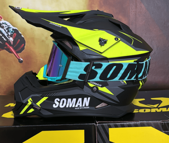 CASCO CROSS SOMAN NEGRO /  NEON1