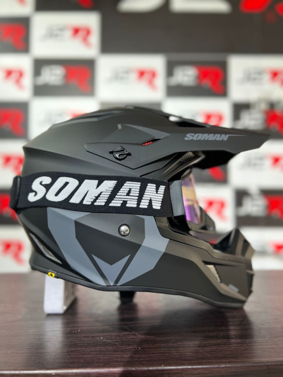 CASCO CROSS SOMAN NEGRO MATE C/LENTES2