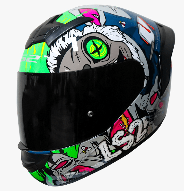CASCO INTEGRAL NS352 RABAB AZUL/VERDE J2 RACING
