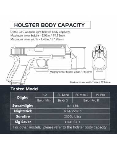 HOLSTER GLOCK C/LINTERNA PARA PISTOLA  17,22,323