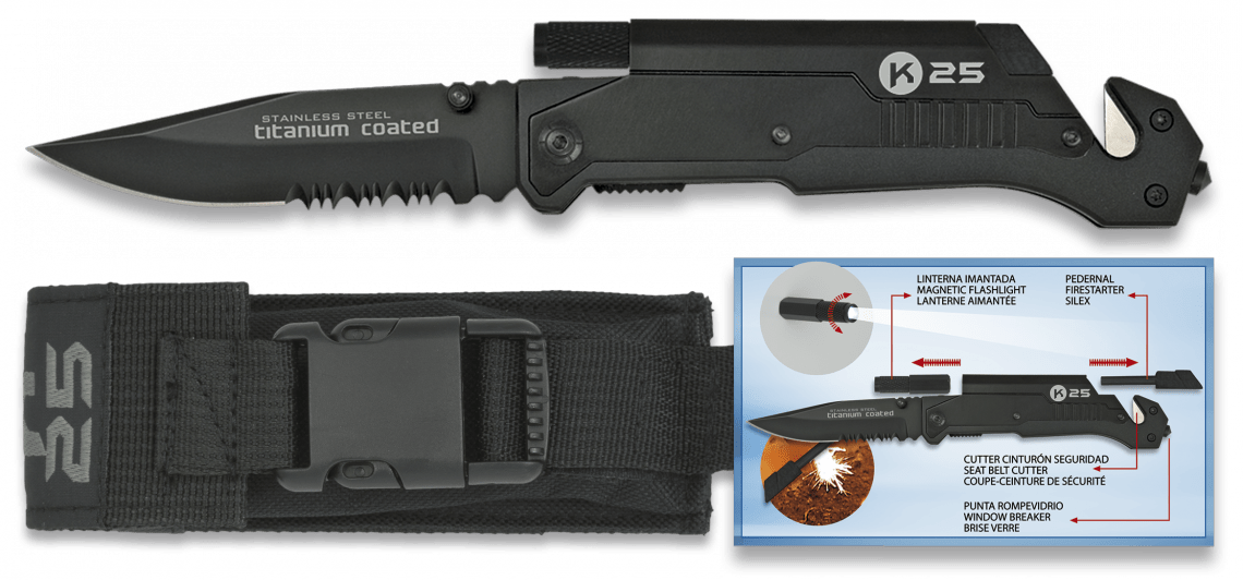 CUCHILLO TÁCTICO C/LINTERNA K-251