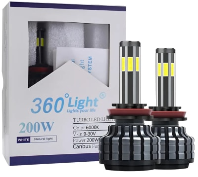 AMPOLLETA VEHICULO 360° LIGHT LED TURBO SET H3 200W X 6 9-32V 6000K 14000LM IP67