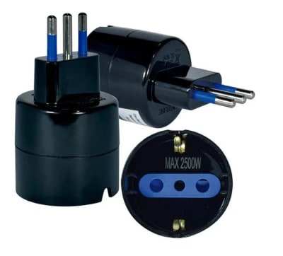 ADAPTADOR ELECTRICO SCHUKO NEGRO 10A 250V MAX1500W PHILCO
