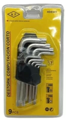 JUEGO LLAVE ESTRELLA  TORX CORTO 9PCS  TORO NEGRO  TN0204