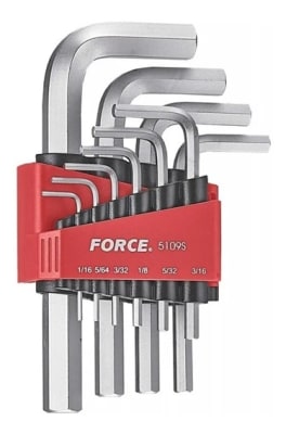 JUEGO LLAVE ALLEN CORTO PULGADAS 11PCS 1/16 - 1/2 FORCE 5109S