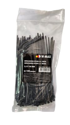 AMARRAS PLASTICAS NEGRAS 3.6X140MM (100U) W-MAX