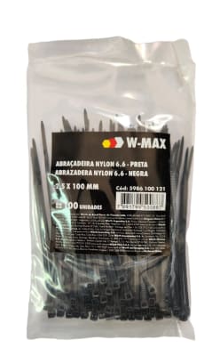 AMARRAS PLASTICAS NEGRAS 2.5X100 (100U) W-MAX