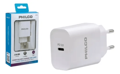 CARGADOR CELULAR CARGA RAPIDA TIPO C 20WPD PHILCO QC615
