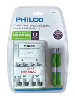 CARGADOR BATERIA LITIO PILAS PRE CARGADAS AA/AAA BATERIA 9V 1200MAH  PHILCO