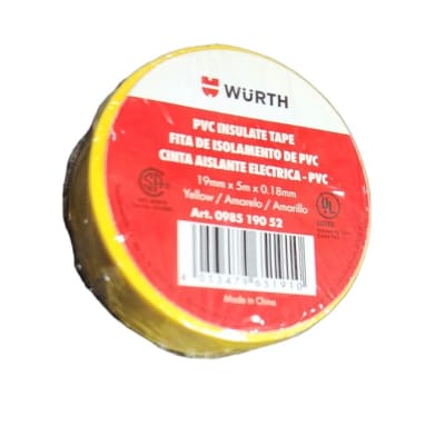 CINTA AISLANTE WURTH 19MMX5MTS AMARILLO