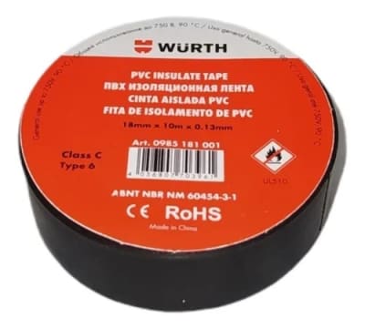 CINTA AISLANTE WURTH 18MMX5MTS NEGRO