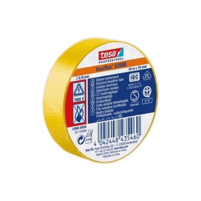 CINTA AISLANTE ELECTRICA PROFESIONAL AMARILLA 10MTSX15MM