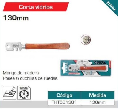 CORTADOR DE VIDRIO CORTADOR DE VIDRIO 130MM THT561301 TOTAL