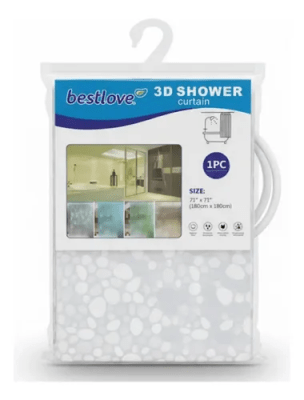 CORTINA BAÑO TRANSPARENTE 3D 180X180CM FC0065