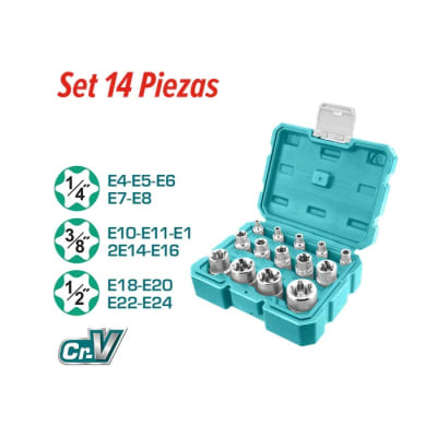 JUEGO DADOS SOQUET TIPO E DE 14 PCS TOTAL THKTETS0114 TOTAL