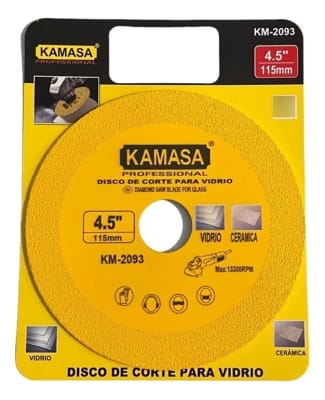 DISCO DIAMANTADO CORTE VIDRIO  4-1/2  115MM KAMASA